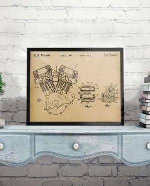 harley engine 1997 patent art print
